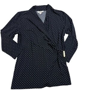 Charter Club Black and White Polka Dot Wrap Blouse